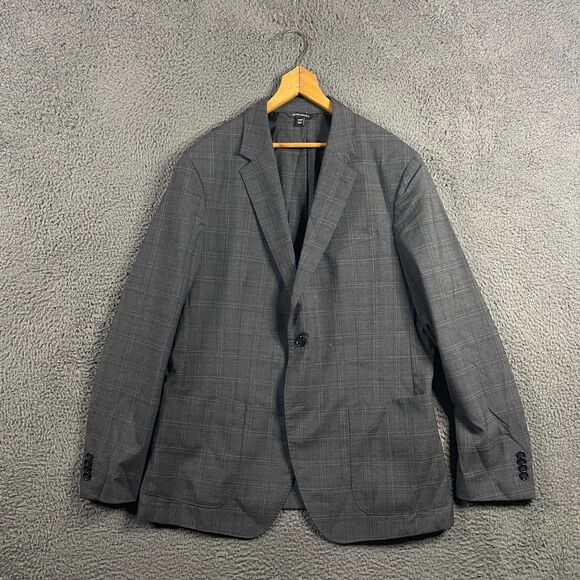 Banana Republic Sport Coat Mens 44R Gray Plaid Performance Wool Lightweight - Picture 1 of 16